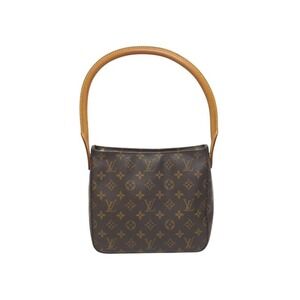 LOUIS VUITTON Looping Brown One Shoulder Hobo Bag Monogram Leather Brown